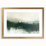 Abstract landscape wall art featuring gold frame and mat, showcasing vibrant colors and intricate textures, ideal for modern home decor or office settings.