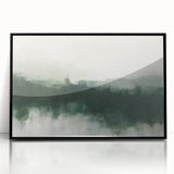 Framed abstract landscape wall art featuring vibrant colors and intricate patterns, displayed in a sleek black frame, perfect for modern home decor.