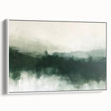 Framed abstract landscape wall art featuring soft earth tones and fluid shapes, showcasing a modern design perfect for contemporary home décor.