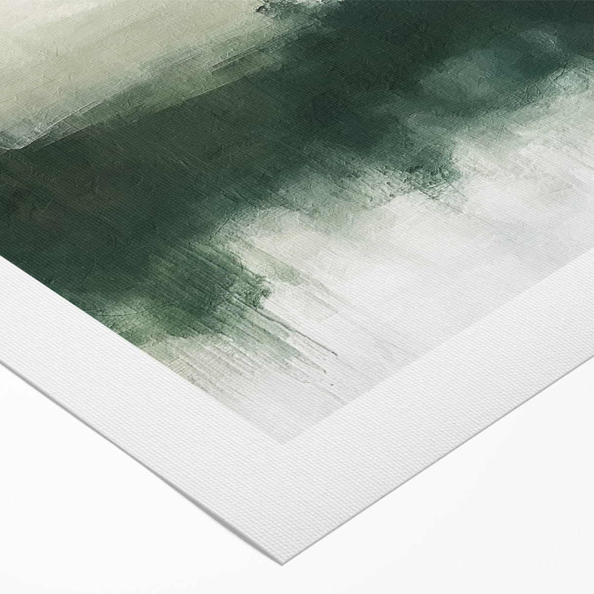 Abstract landscape wall art on rolled canvas, showcasing vibrant hues of blue and green with soft brush strokes, ideal for modern home decor and artistic ambiance.