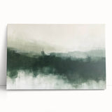 Abstract landscape wall art on stretched canvas, featuring vibrant colors and fluid shapes, leaning against a textured wall, ideal for modern decor.
