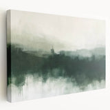 Abstract landscape wall art on stretched canvas, showcasing vibrant colors and fluid shapes, ideal for modern home decor or office spaces.