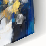 Geometric Abstract Wall Decor – Royal Motion in Gold & Blue