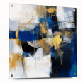 Geometric Abstract Wall Decor – Royal Motion in Gold & Blue