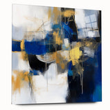 Geometric Abstract Wall Decor – Royal Motion in Gold & Blue