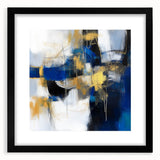 Geometric Abstract Wall Decor – Royal Motion in Gold & Blue