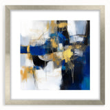 Geometric Abstract Wall Decor – Royal Motion in Gold & Blue