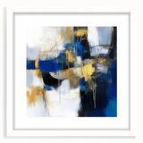 Geometric Abstract Wall Decor – Royal Motion in Gold & Blue