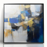 Geometric Abstract Wall Decor – Royal Motion in Gold & Blue