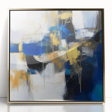 Geometric Abstract Wall Decor – Royal Motion in Gold & Blue