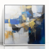 Geometric Abstract Wall Decor – Royal Motion in Gold & Blue