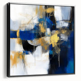 Geometric Abstract Wall Decor – Royal Motion in Gold & Blue