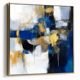 Geometric Abstract Wall Decor – Royal Motion in Gold & Blue