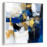 Geometric Abstract Wall Decor – Royal Motion in Gold & Blue
