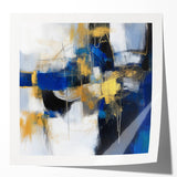 Geometric Abstract Wall Decor – Royal Motion in Gold & Blue