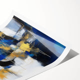 Geometric Abstract Wall Decor – Royal Motion in Gold & Blue