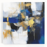 Geometric Abstract Wall Decor – Royal Motion in Gold & Blue