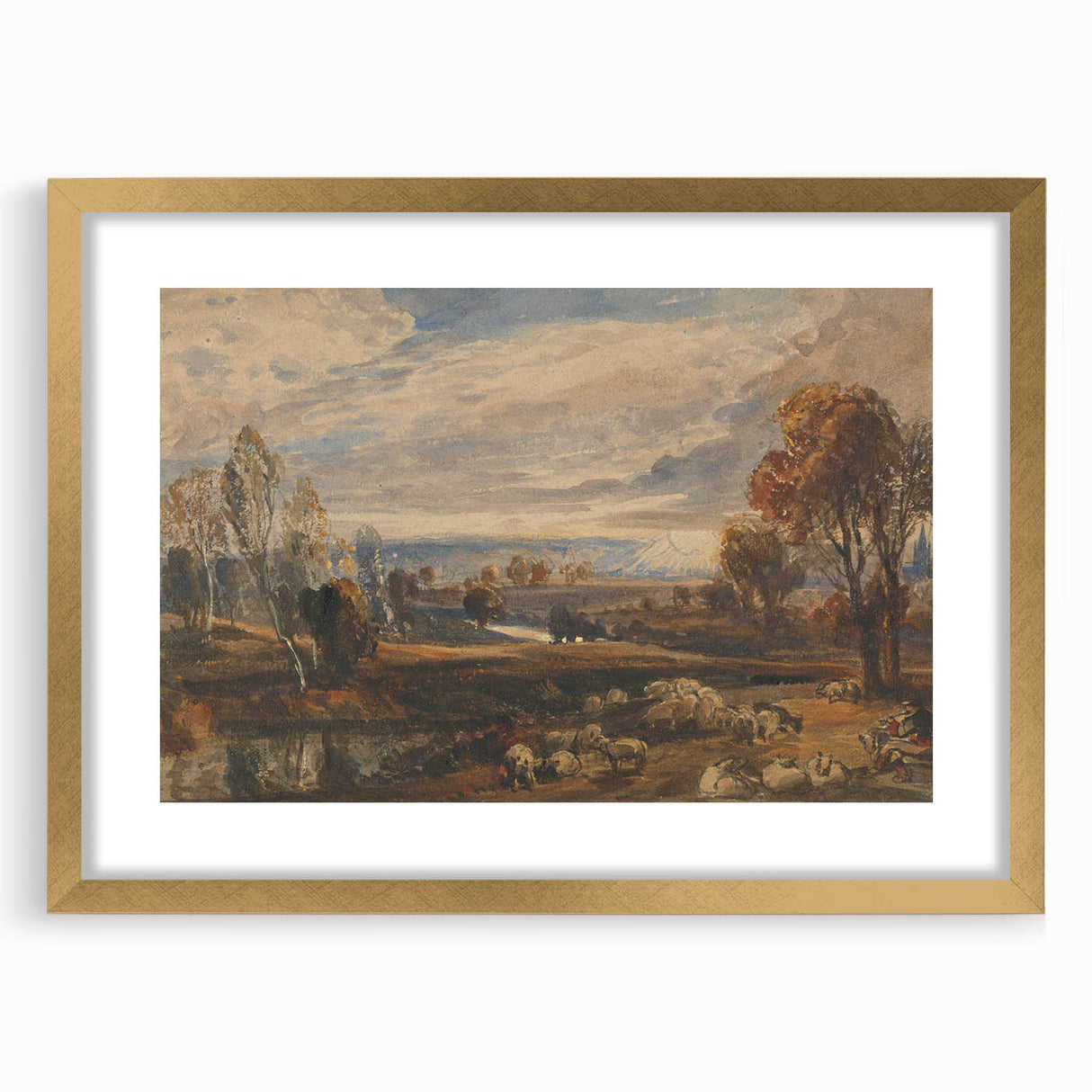 Rococo Art Pastoral Scene with Trees and Sheep - Classic Art Prints
