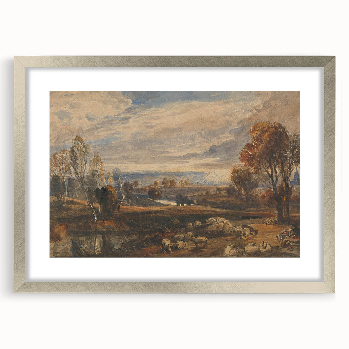 Rococo Art Pastoral Scene with Trees and Sheep - Classic Art Prints