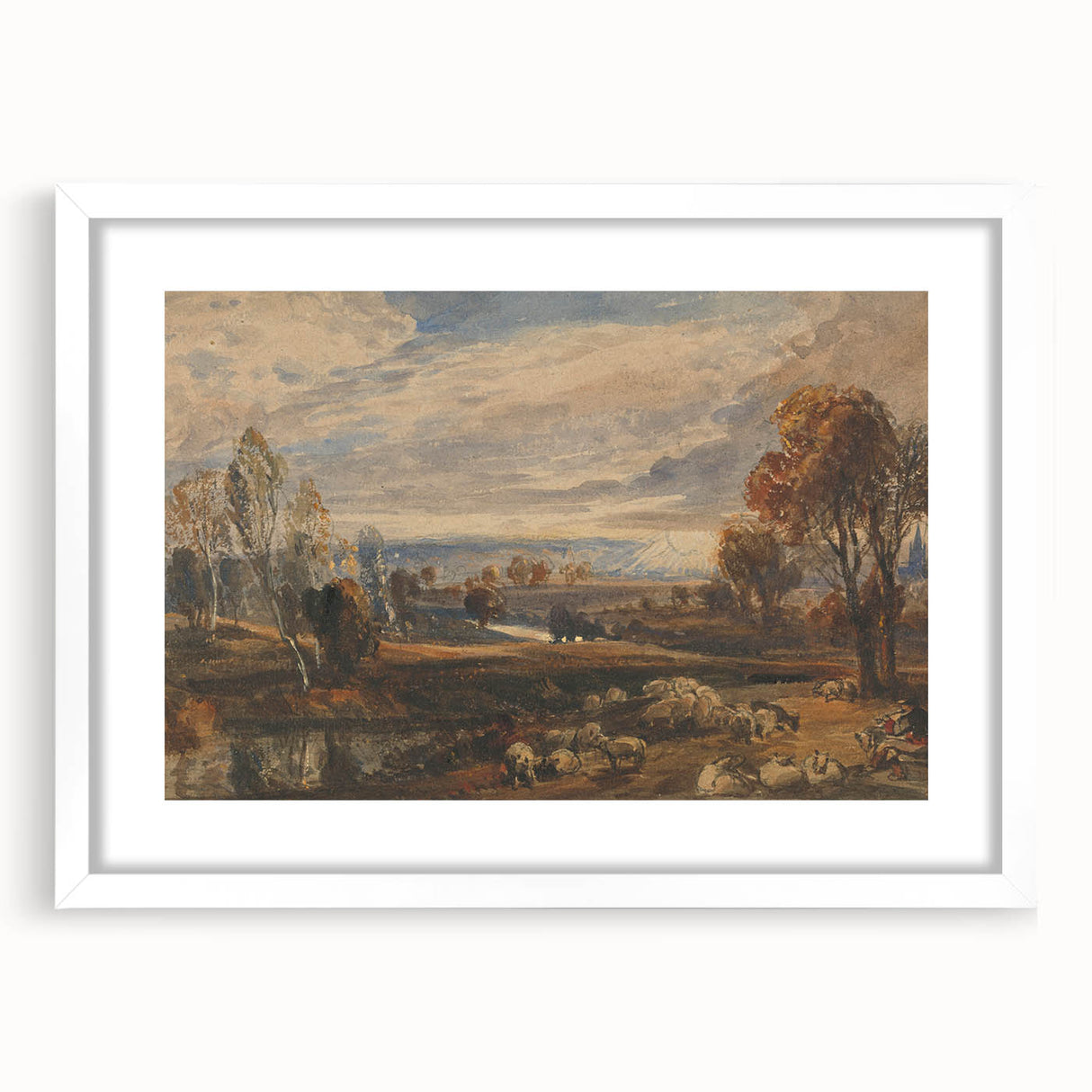 Rococo Art Pastoral Scene with Trees and Sheep - Classic Art Prints