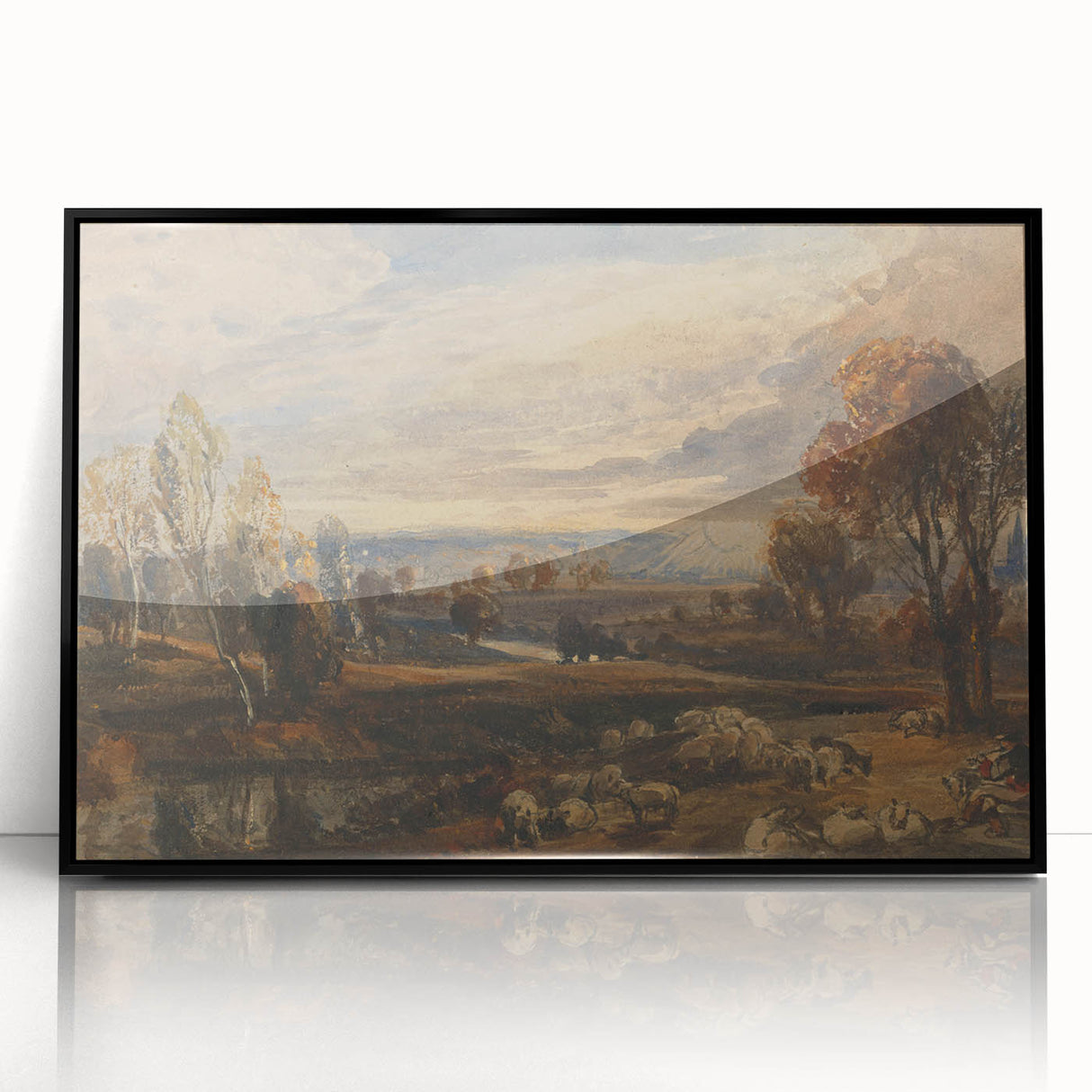 Rococo Art Pastoral Scene with Trees and Sheep - Classic Art Prints