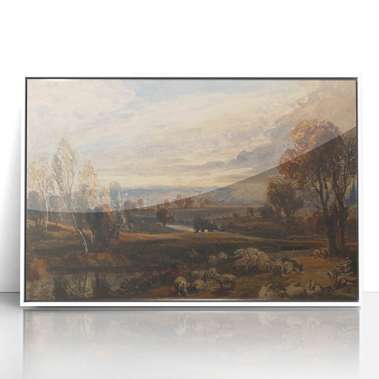 Rococo Art Pastoral Scene with Trees and Sheep - Classic Art Prints