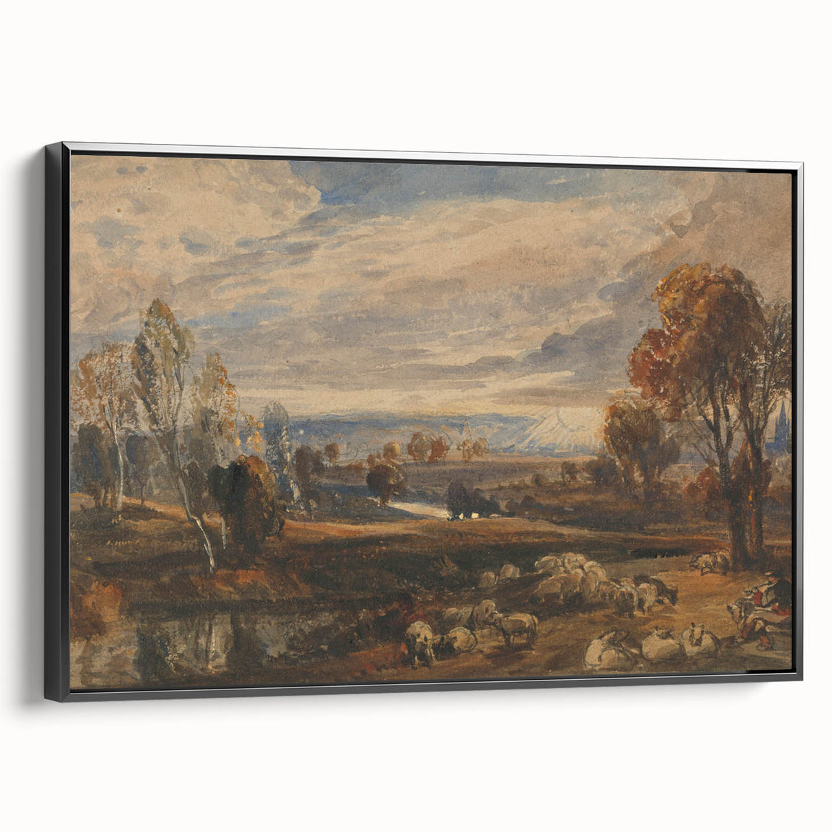 Rococo Art Pastoral Scene with Trees and Sheep - Classic Art Prints