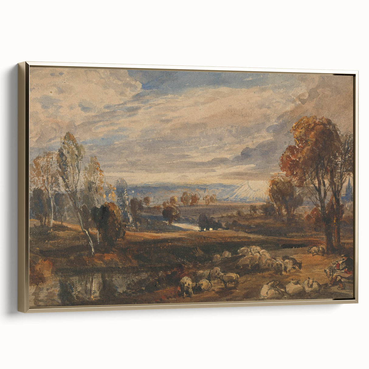 Rococo Art Pastoral Scene with Trees and Sheep - Classic Art Prints
