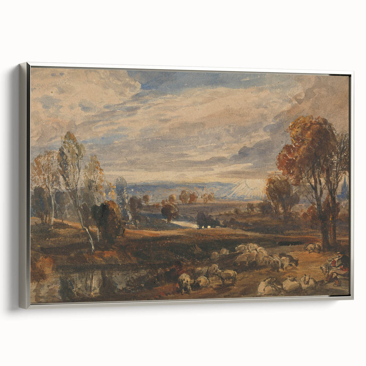 Rococo Art Pastoral Scene with Trees and Sheep - Classic Art Prints