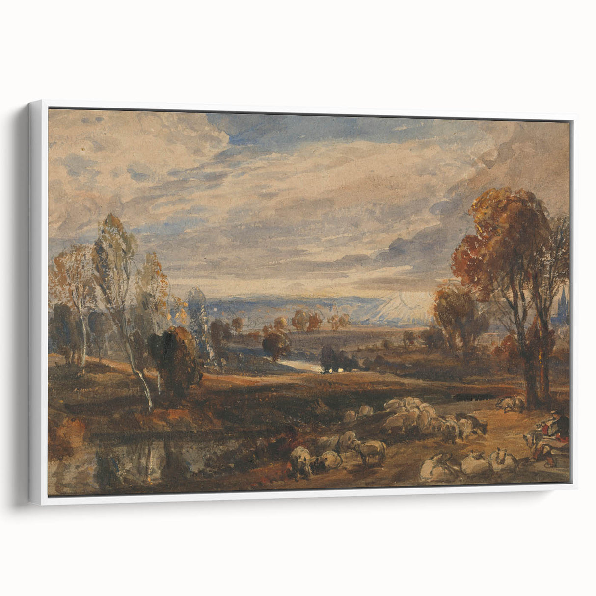 Rococo Art Pastoral Scene with Trees and Sheep - Classic Art Prints