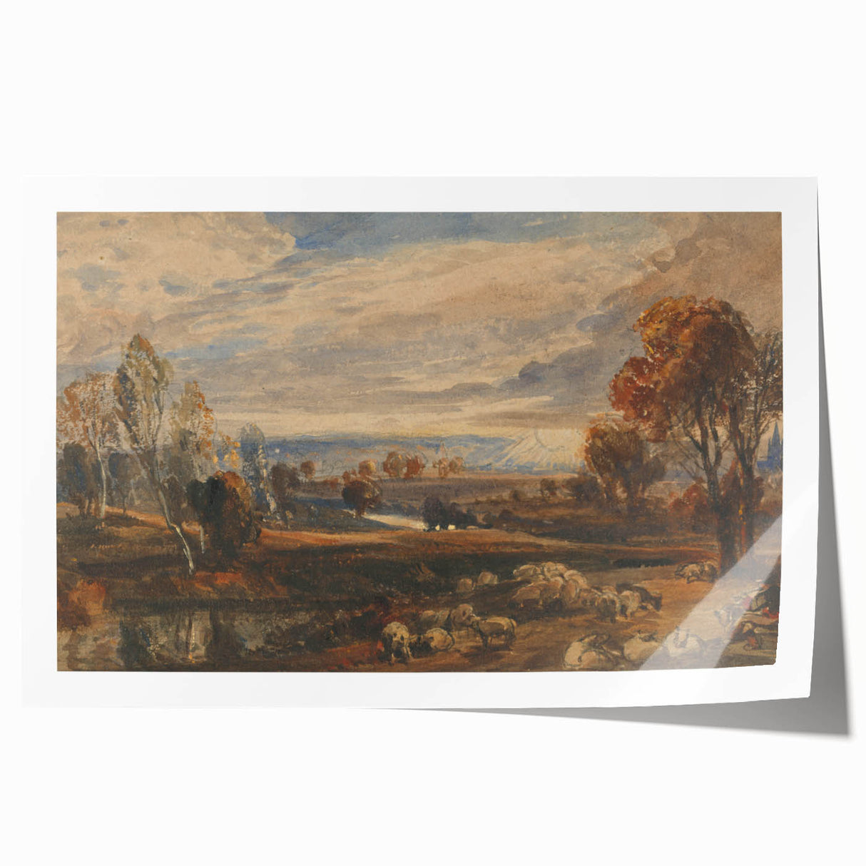 Rococo Art Pastoral Scene with Trees and Sheep - Classic Art Prints