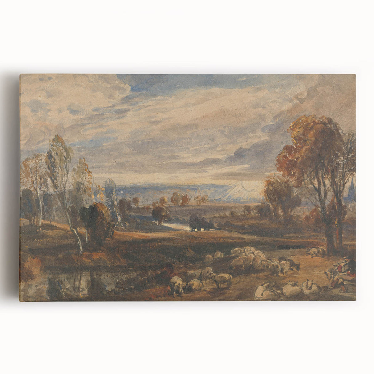 Rococo Art Pastoral Scene with Trees and Sheep - Classic Art Prints