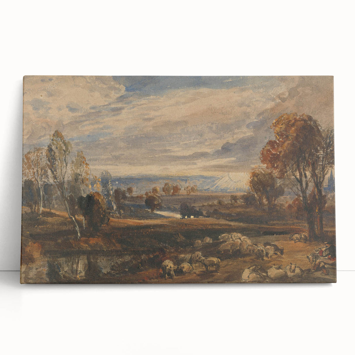 Rococo Art Pastoral Scene with Trees and Sheep - Classic Art Prints