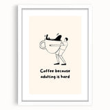 Abstract art print featuring swirling shades of blue and white, framed with a white mat.