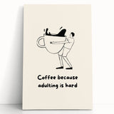 Large black and white stretched canvas featuring assorted culinary items, ideal for kitchen wall art.