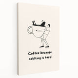 Large stretched canvas featuring a colorful depiction of various fruits and beverages, ideal for kitchen wall art.