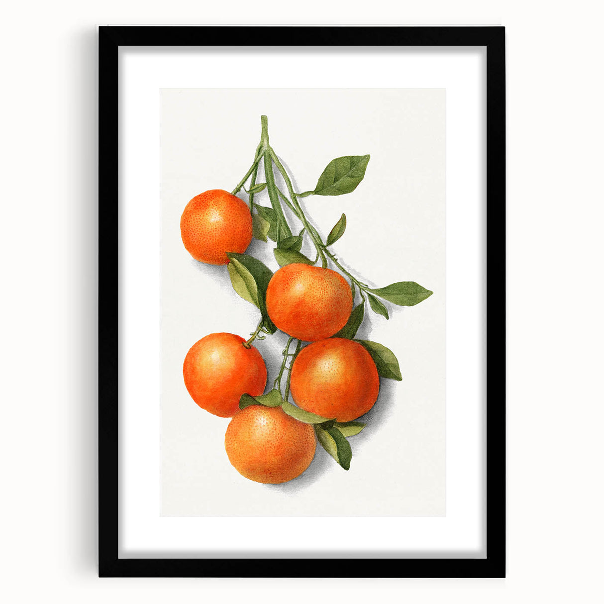 Extra large abstract art print featuring textured, colorful fruit designs in a black frame, ideal for living room decor.