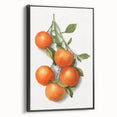 Black and white vintage poster art of assorted fruits on framed canvas, suitable for bedroom wall decor.