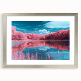 Silver-framed landscape artwork depicting a serene beach scene with soft waves and a clear sky, designed to enhance home decor and evoke tranquility.