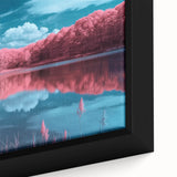 Close-up of a framed canvas artwork depicting a serene beach landscape, showcasing vibrant colors and intricate details, perfect for coastal-themed home decor.