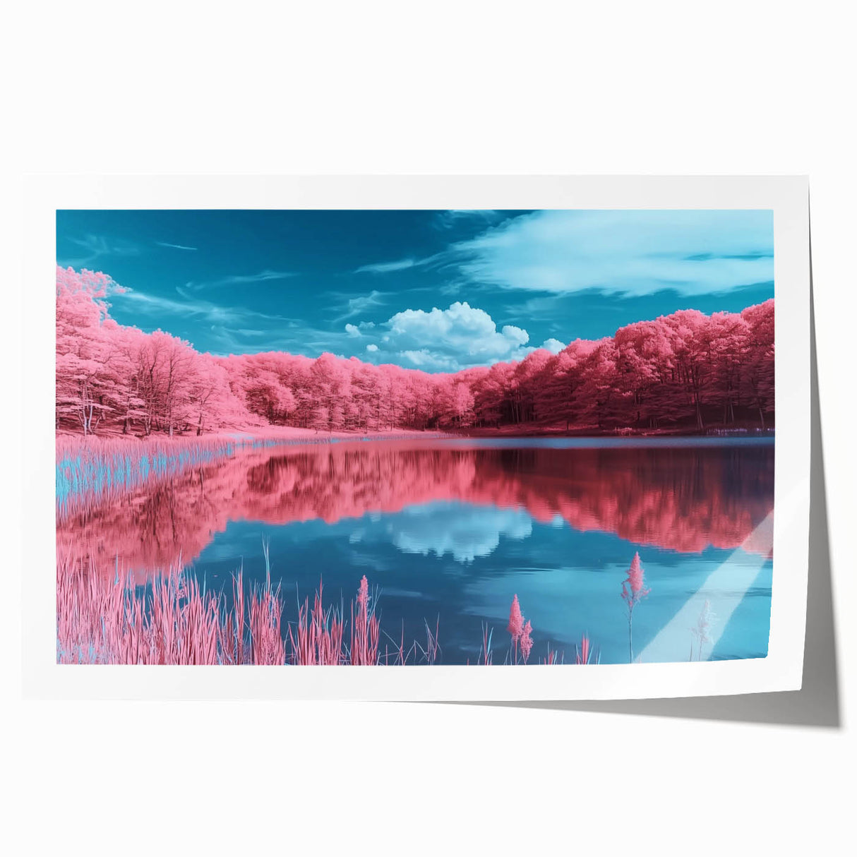 Rolled print featuring a vibrant beach landscape with golden sands and azure waters, elegantly styled for home decor, and packaged securely in a cardboard tube.