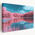Stretched canvas artwork showcasing a serene beach landscape with vibrant colors and soft waves, ideal for coastal-themed home decor. Perfect for adding a calming ambiance to any room.