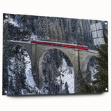 Acrylic glass landscape bridge design viewed from the side, showcasing detailed craftsmanship and pin attachments, ideal for modern home decor.