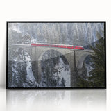 Framed acrylic artwork of a landscape bridge, showcasing vivid colors and detailed textures, set against a sleek black frame for modern decor. Ideal for nature lovers and home enhancement.