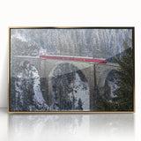 Framed acrylic art piece featuring a stunning landscape bridge design in gold tones, showcasing intricate details and vibrant colors, ideal for home decor.