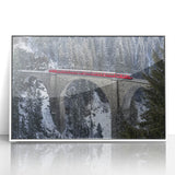 Framed acrylic landscape artwork depicting a serene bridge scene, featuring vibrant colors and detailed textures, ideal for home or office décor.