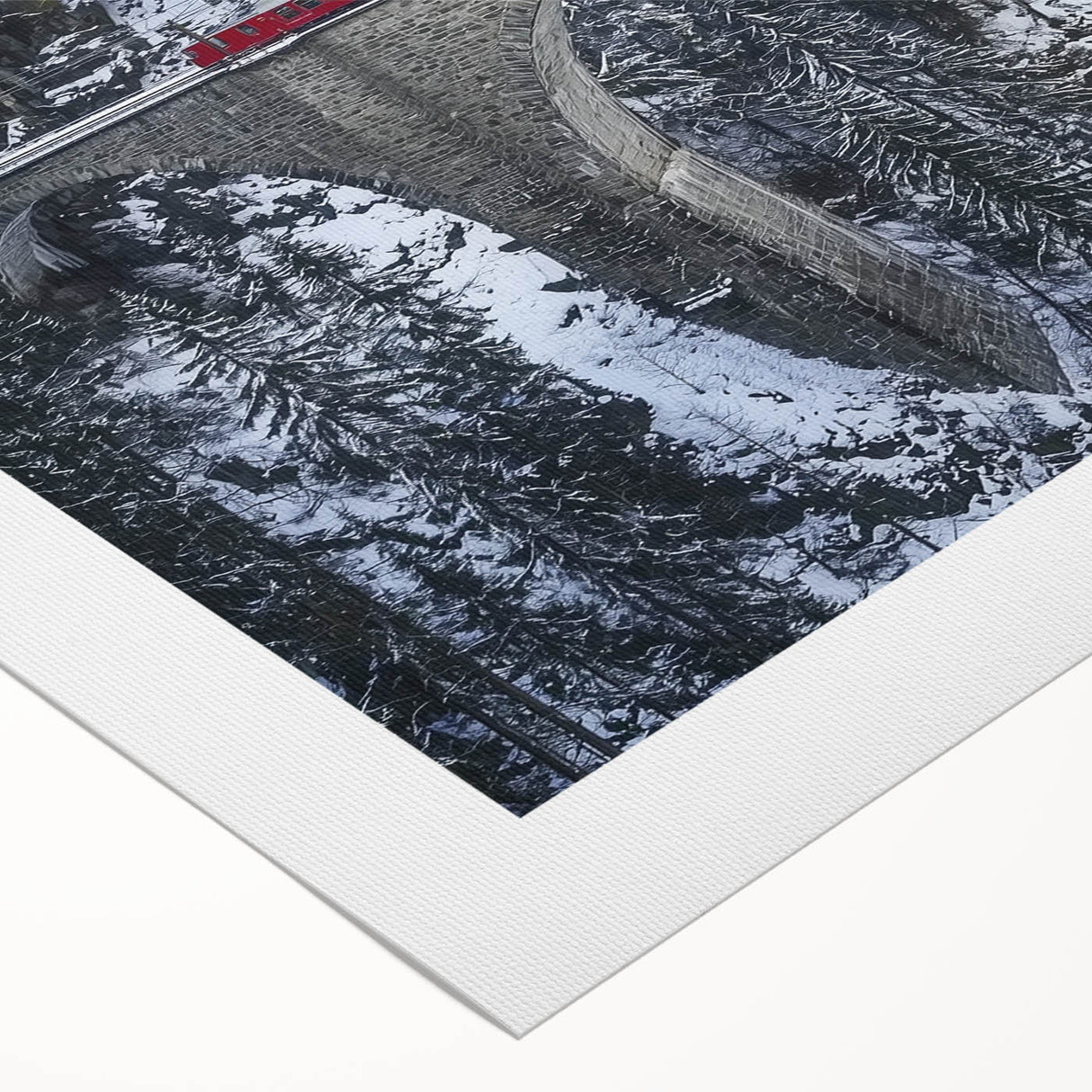 Landscape canvas print showcasing a serene bridge over a tranquil river, featuring vibrant colors and detailed texturing, ideal for home decor enhancement.