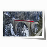 Landscape print showcasing a serene bridge scene surrounded by lush greenery, rolled carefully for shipping in a protective cardboard tube, perfect for home decor.