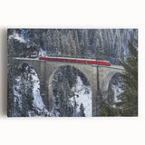Stretched canvas artwork depicting a serene landscape bridge scene, showcasing vibrant colors and intricate details, ideal for home décor enthusiasts seeking nature-inspired art.