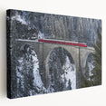 Stretched canvas artwork depicting a serene landscape with a bridge under a vibrant blue sky, showcasing rich colors and fine details, ideal for enhancing home decor.